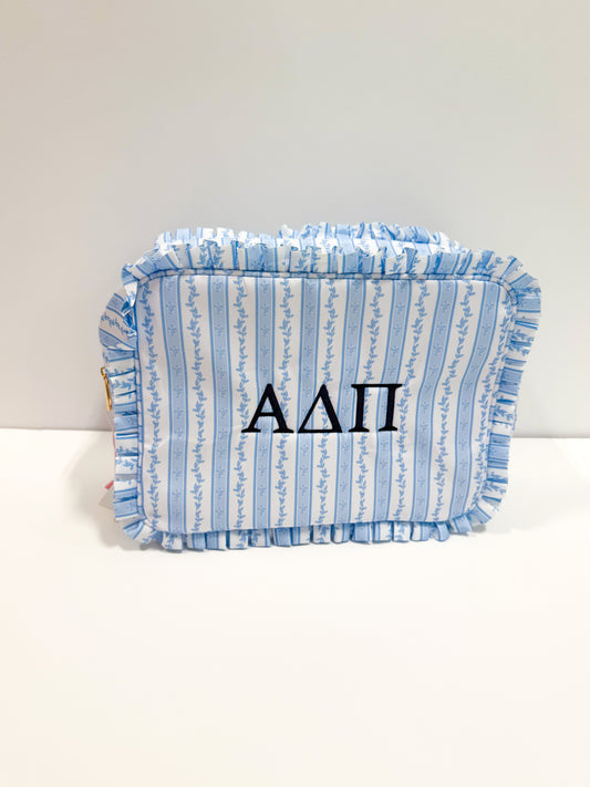 Alpha Delta Pi Ruffle Makeup Bag