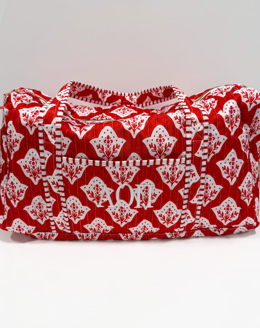 Alpha Omicron Pi Quilted Duffle Bag Red