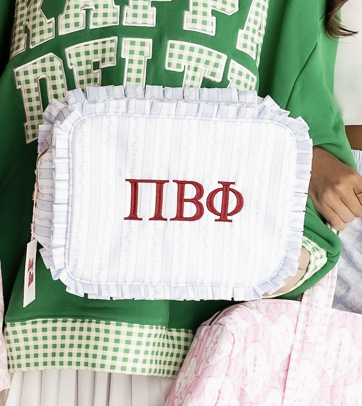 Pi Beta Phi Ruffle Makeup Bag