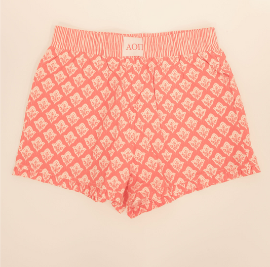 Alpha Omicron Pi Ruffle Shorts Red
