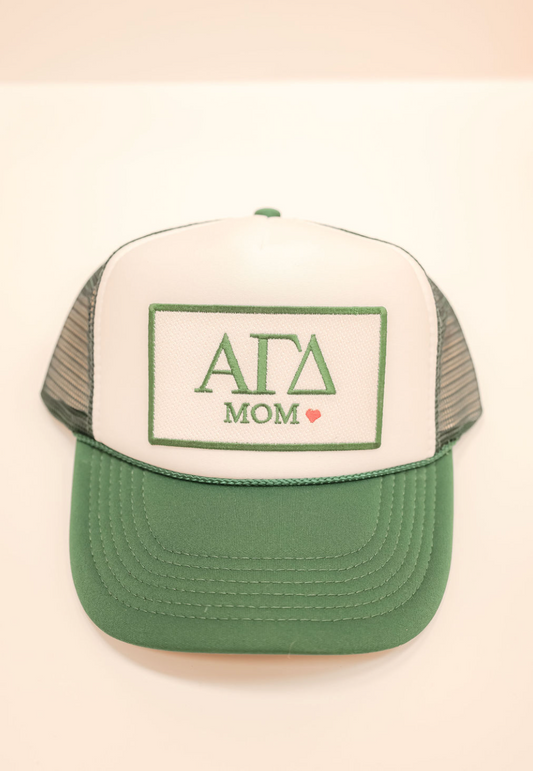 Alpha Gamma Green Mom Trucker Hat