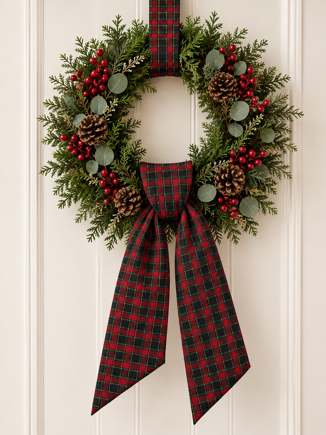 Plaid Wreath Sash Custom Embroidered
