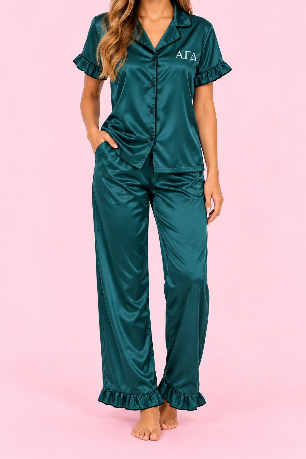 Alpha Gamma Delta Silk PJs Set of 2
