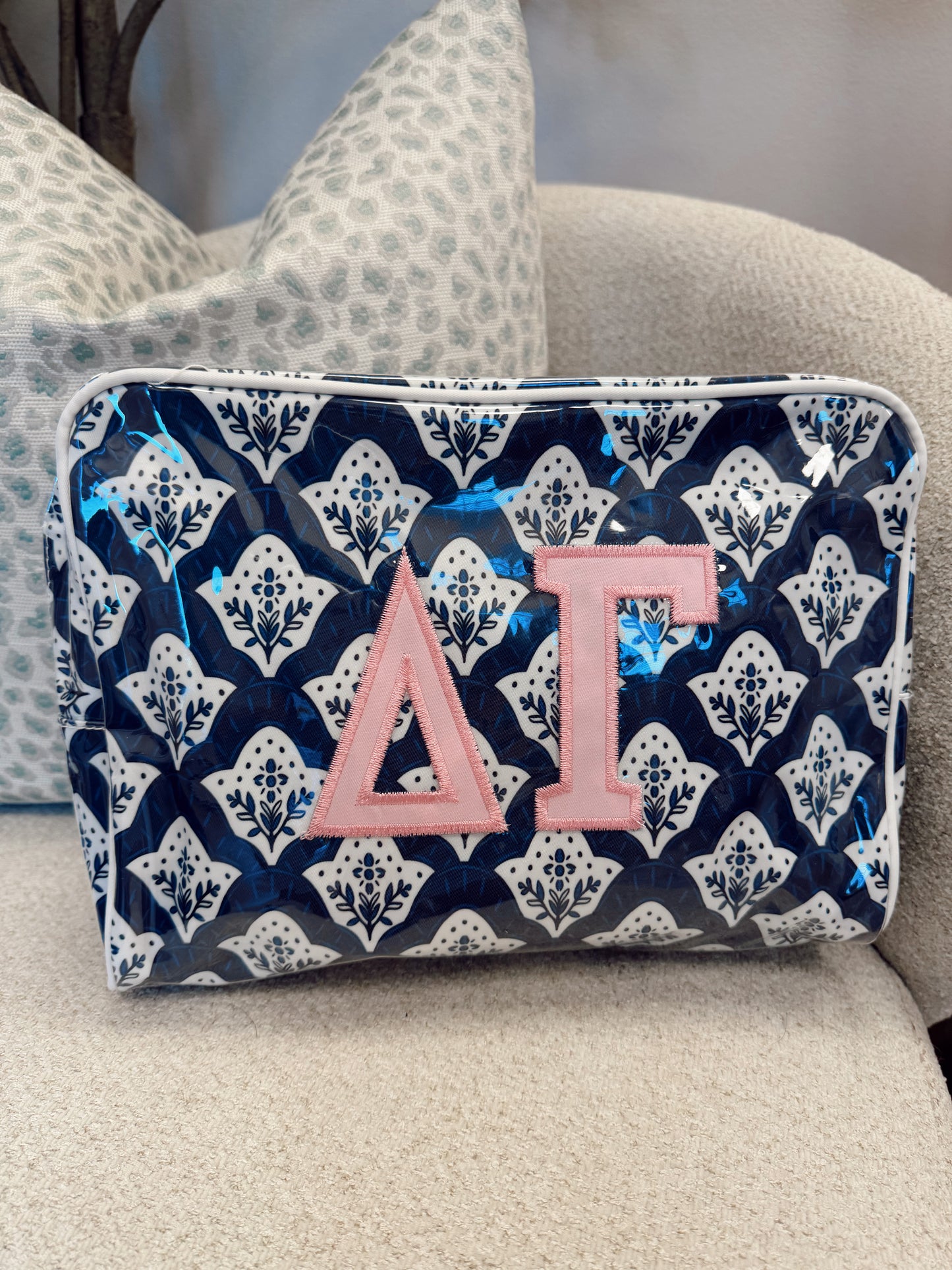 Delta Gamma Clear Coat Makeup Bag Blue