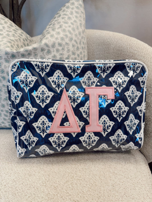 Delta Gamma Clear Coat Makeup Bag Blue
