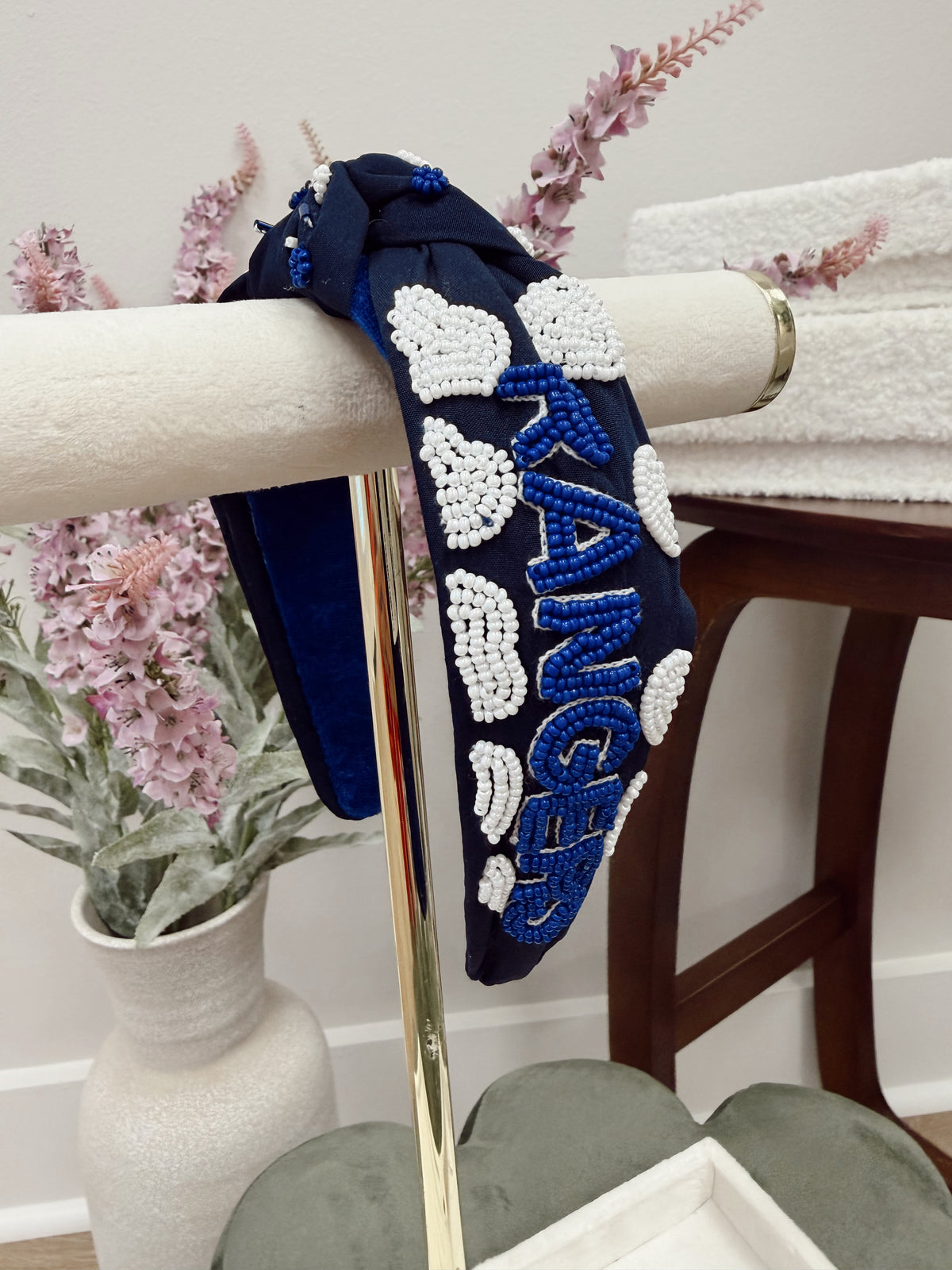 Navy Rangers Beaded Headband