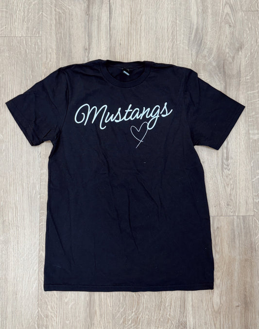 Black Mustangs Script Youth T-Shirt