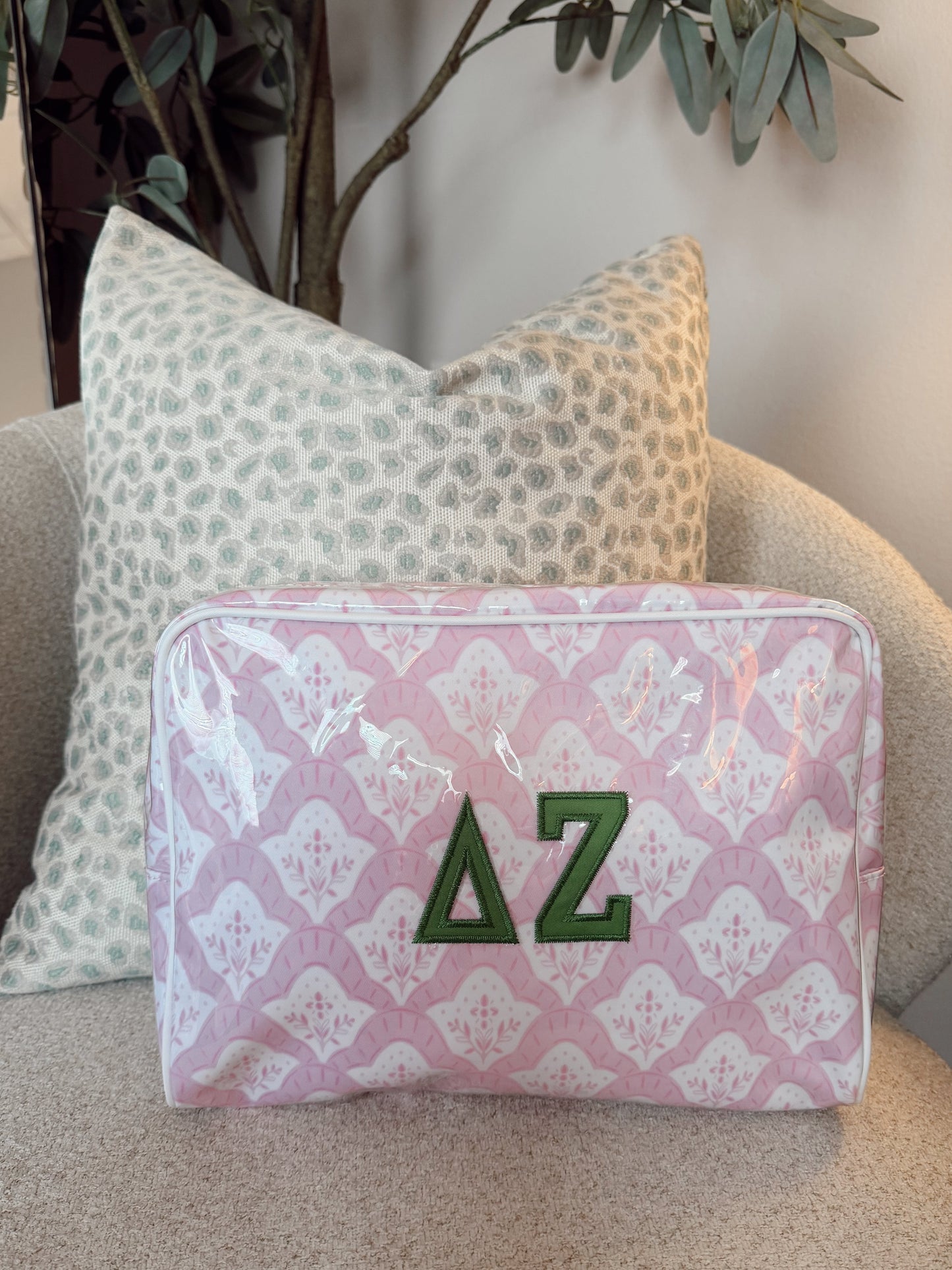 Delta Zeta Clear Coat Makeup Bag Small Letters
