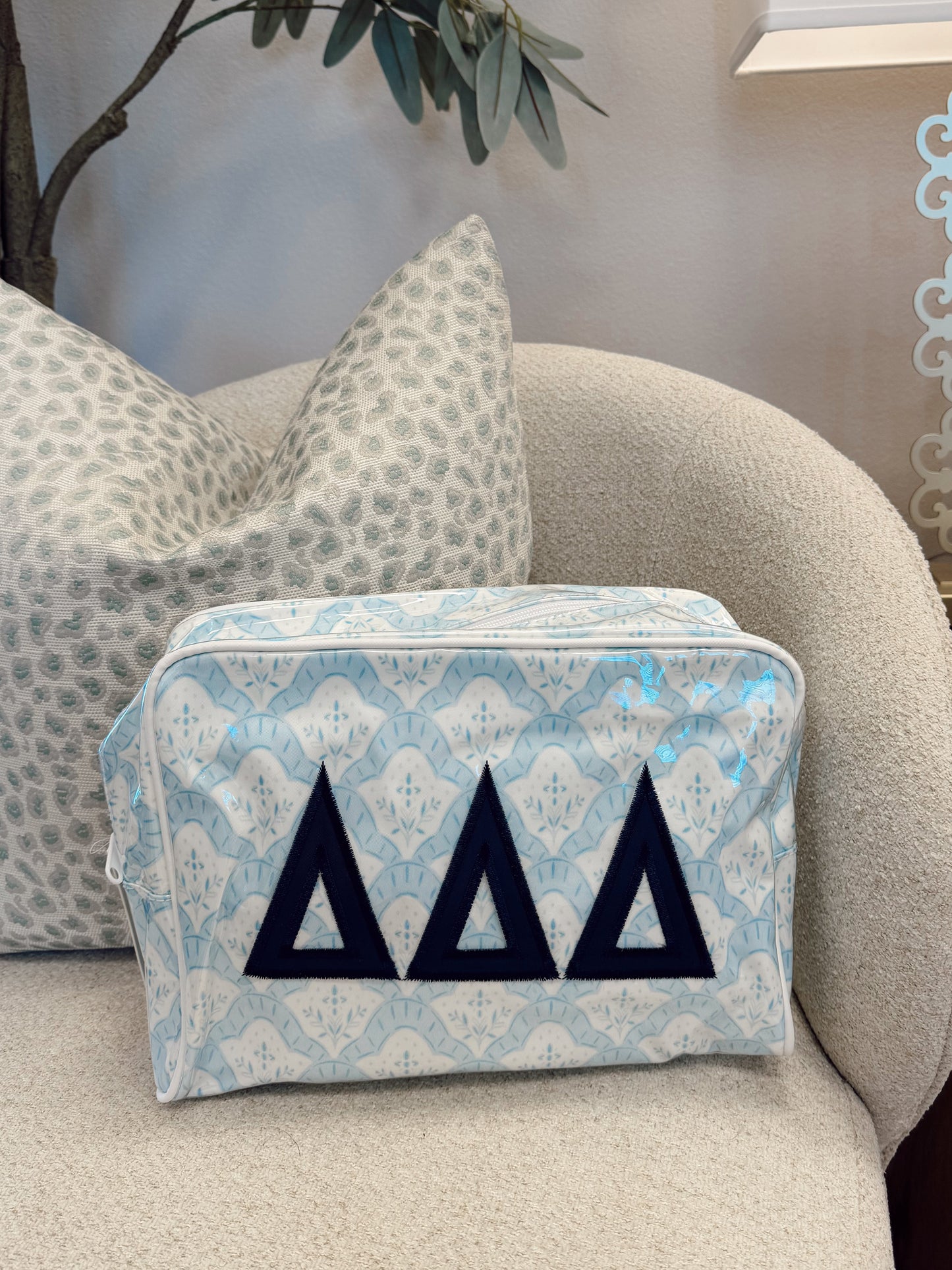 Tri Delta Clear Coat Makeup Bag Blue