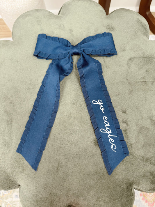 Navy Go Eagles Ribbon Bow