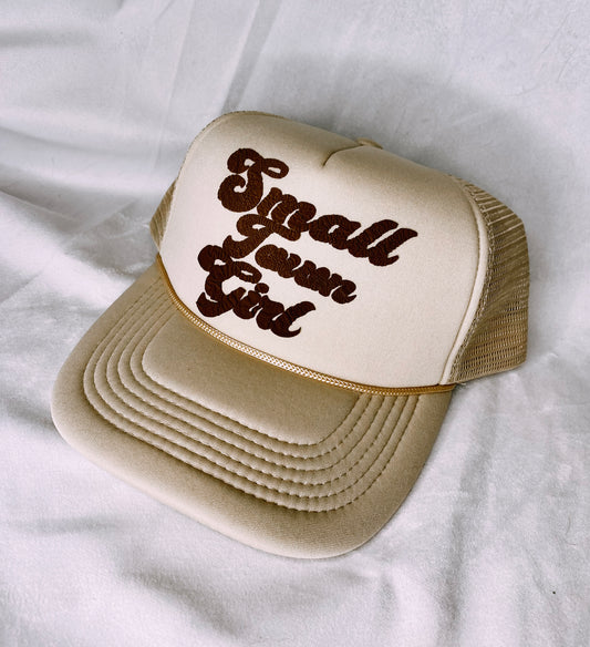 Small Town Girl Tan Trucker Hat